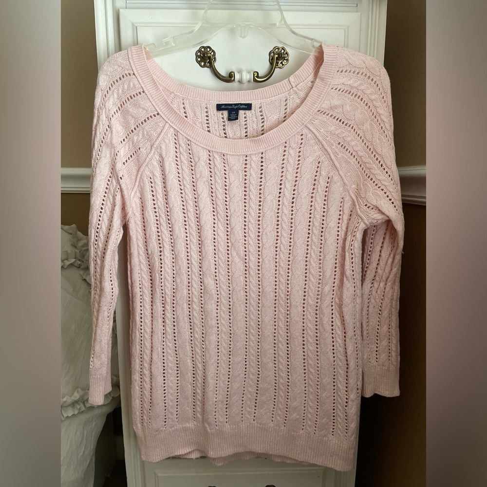 American Eagle Outfitters Light Pink Crew Neck Sweater